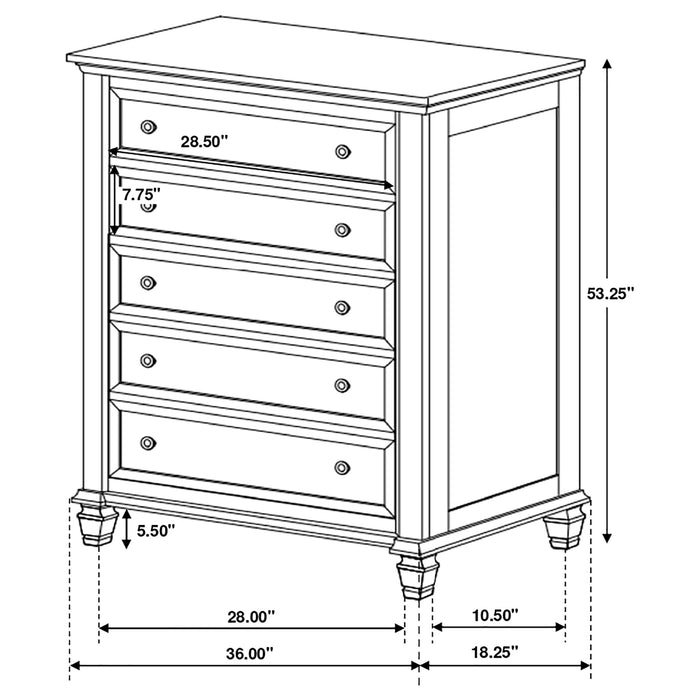 Sandy Beach 5-piece Queen Bedroom Set Cream White