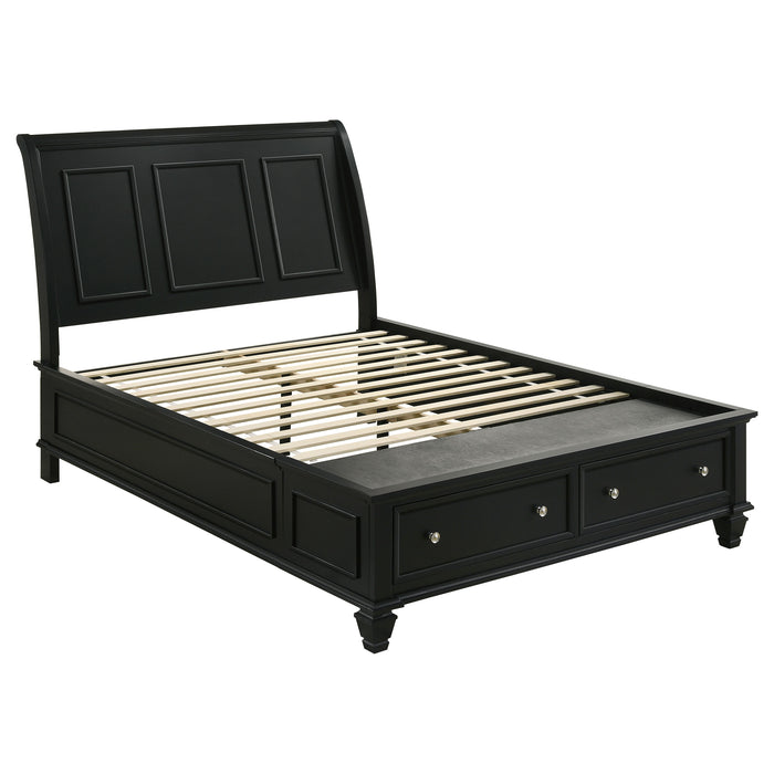 Sandy Beach Wood Eastern King Storage Panel Bed Black