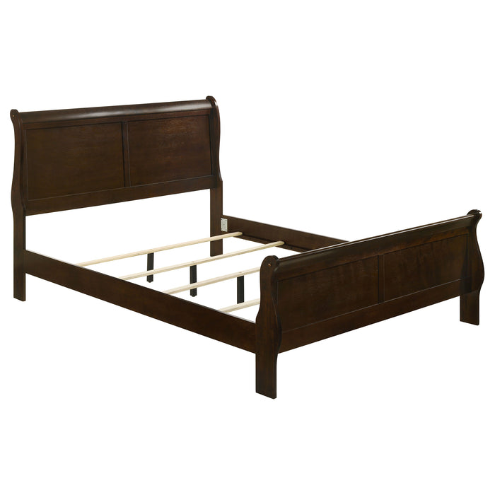 Louis Philippe Wood Eastern King Sleigh Bed Cappuccino