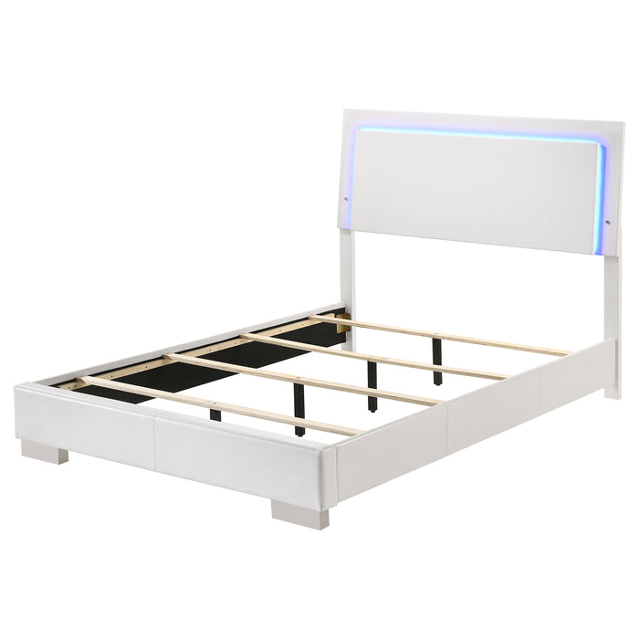 Felicity Wood Full LED Panel Bed White High Gloss