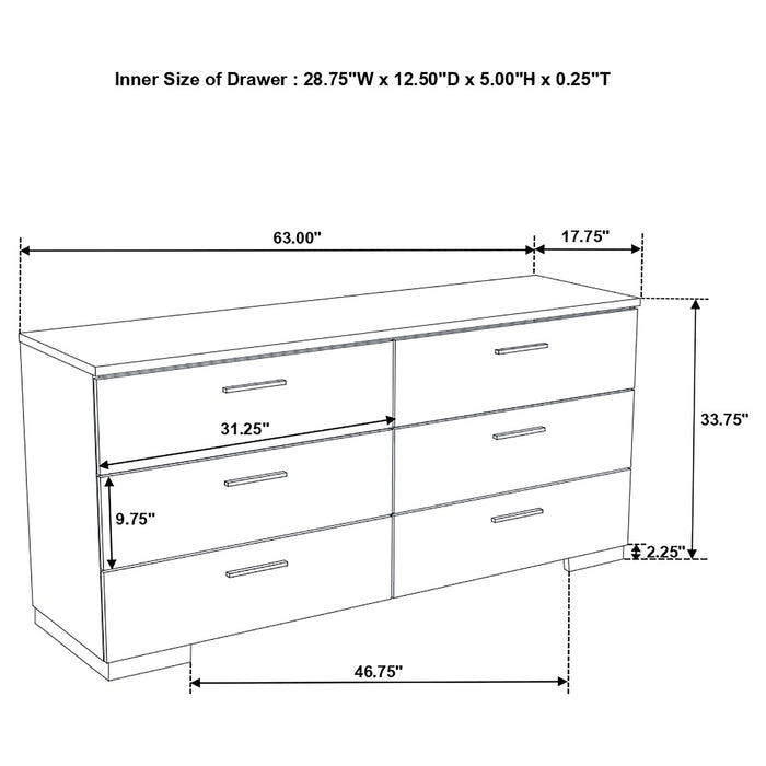 Felicity 5-piece California King Bedroom Set White Gloss