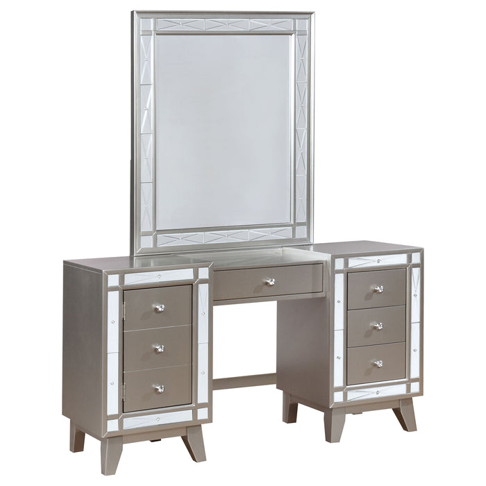 Leighton Vanity Table Set with Stool Metallic Mercury