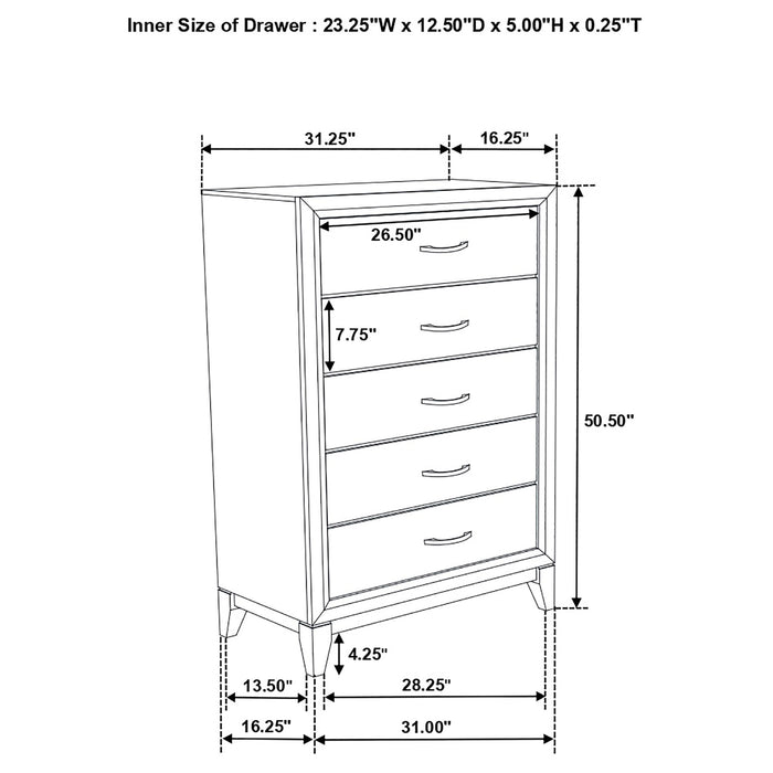 Watson 5-drawer Bedroom Chest Grey Oak