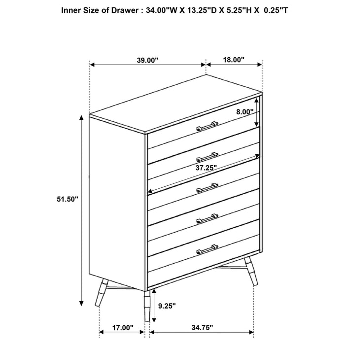 Marlow 5-drawer Bedroom Chest Rough Sawn Multi