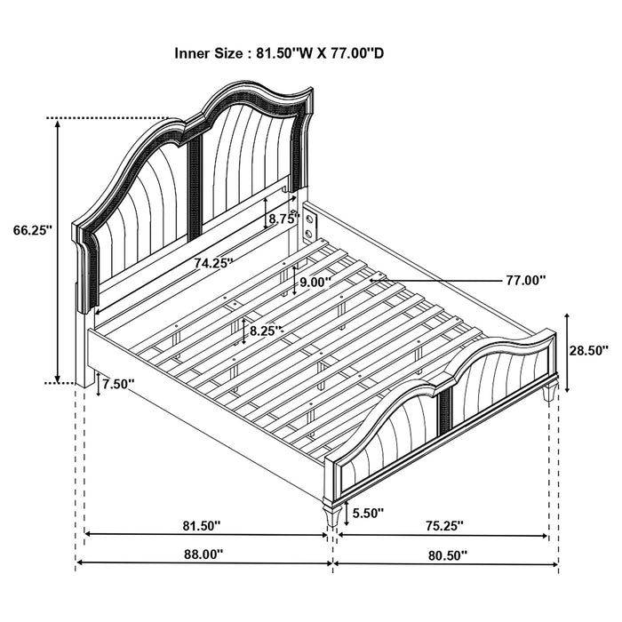 Evangeline Wood Eastern King LED Panel Bed Silver Oak