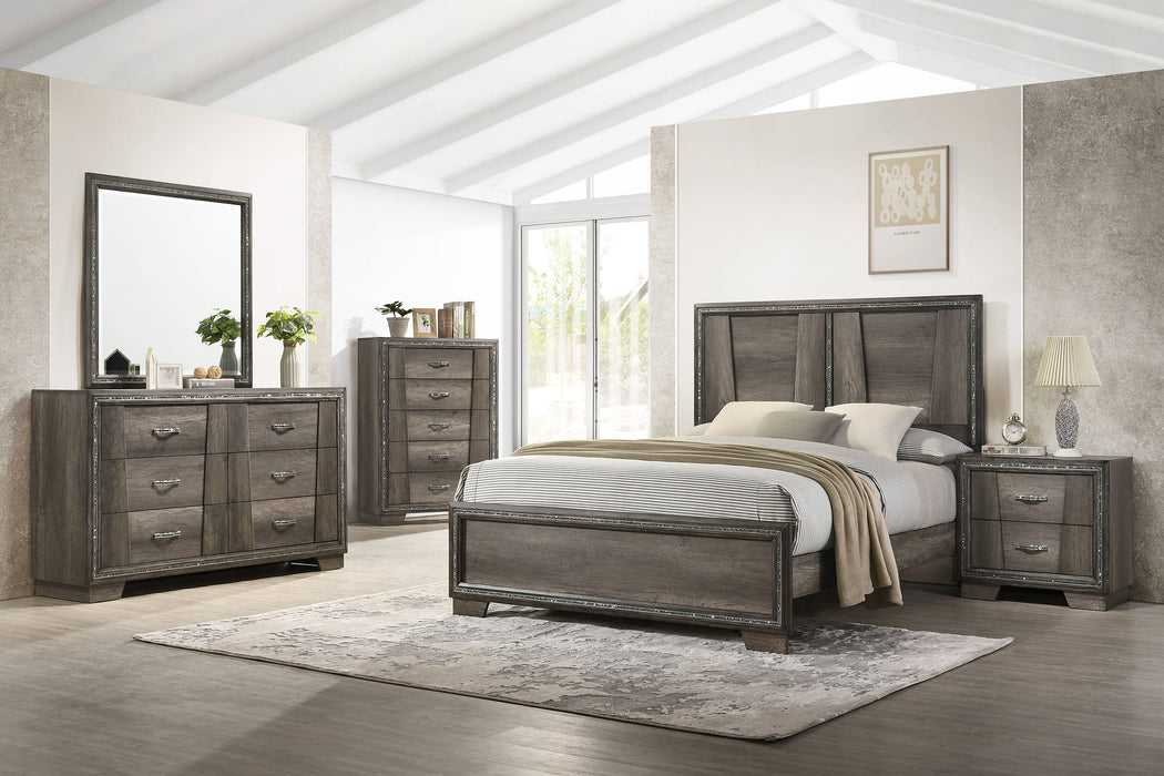 Janine Wood Queen Panel Bed Grey