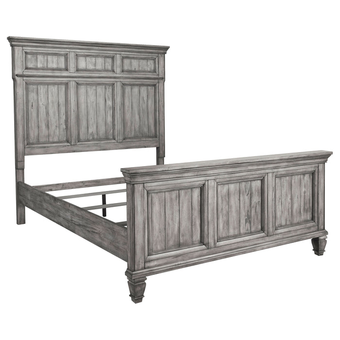 Avenue Wood California King Panel Bed Weathered Grey