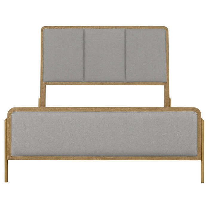 Arini Upholstered Eastern King Panel Bed Sand Wash and Grey