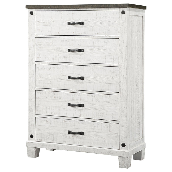 Lilith 5-drawer Bedroom Chest Distressed White