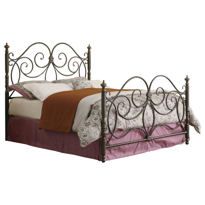 London Metal Queen Open Frame Bed Dark Bronze