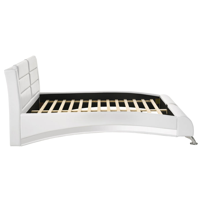 Jeremaine Upholstered Eastern King Sleigh Bed White