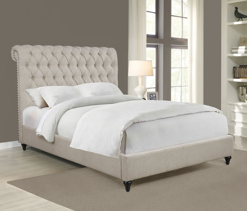 Devon 57-inch Upholstered Full Panel Bed Beige