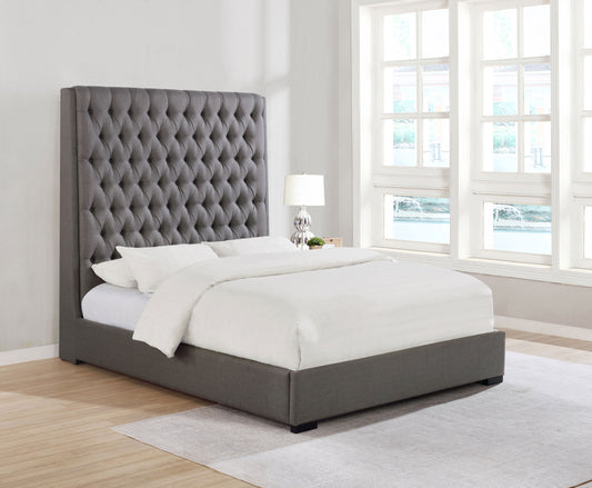 Camille Upholstered Queen Panel Bed Grey