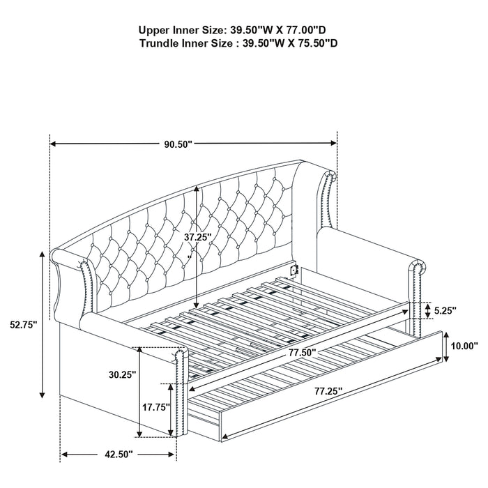 Scarlett Upholstered Twin Daybed with Trundle Black