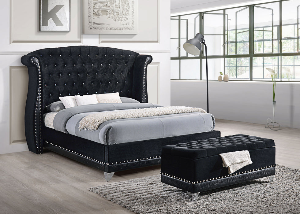 Barzini Upholstered California King Wingback Bed Black