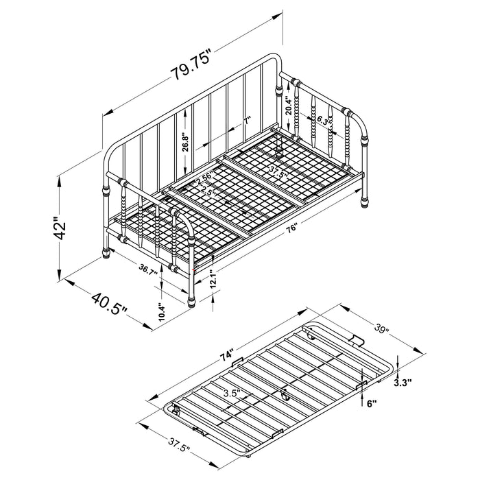 Marina Metal Twin Daybed with Trundle Black