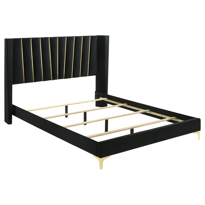 Kendall Upholstered Eastern King Panel Bed Black