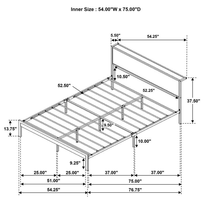 Ricky Metal Full Panel Bed Grey