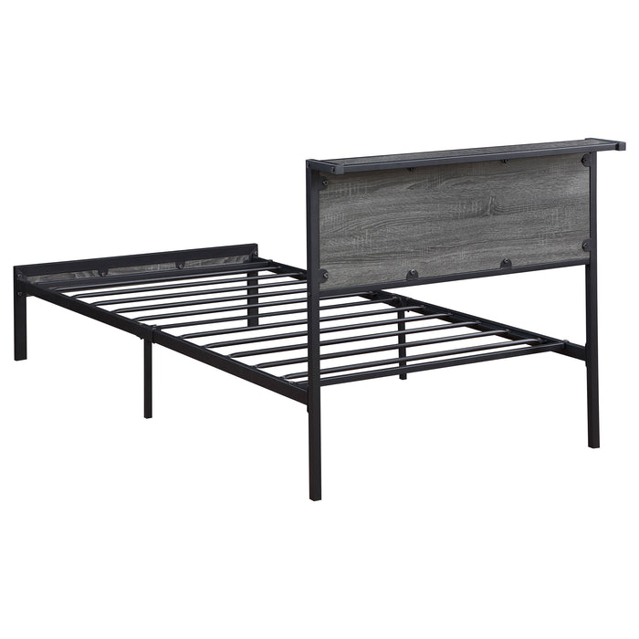 Ricky Metal Twin Panel Bed Grey