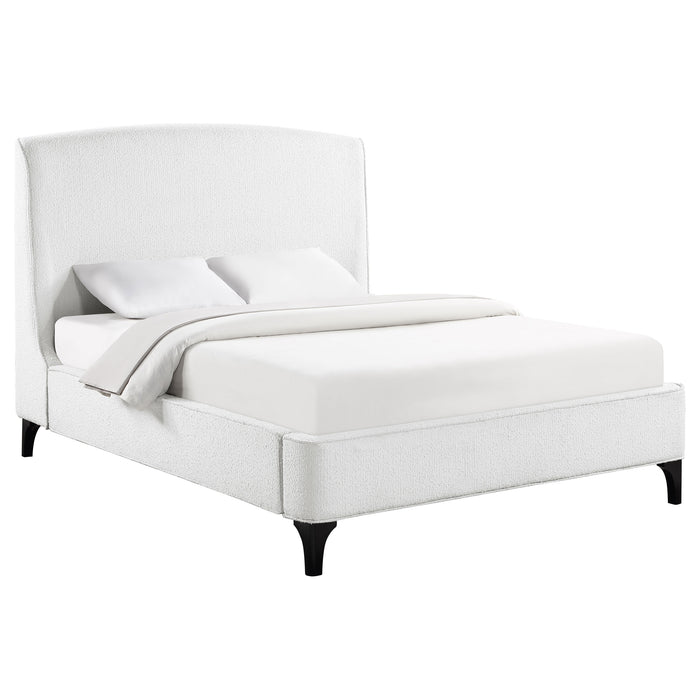 Mosby Upholstered Eastern King Wingback Bed Snow