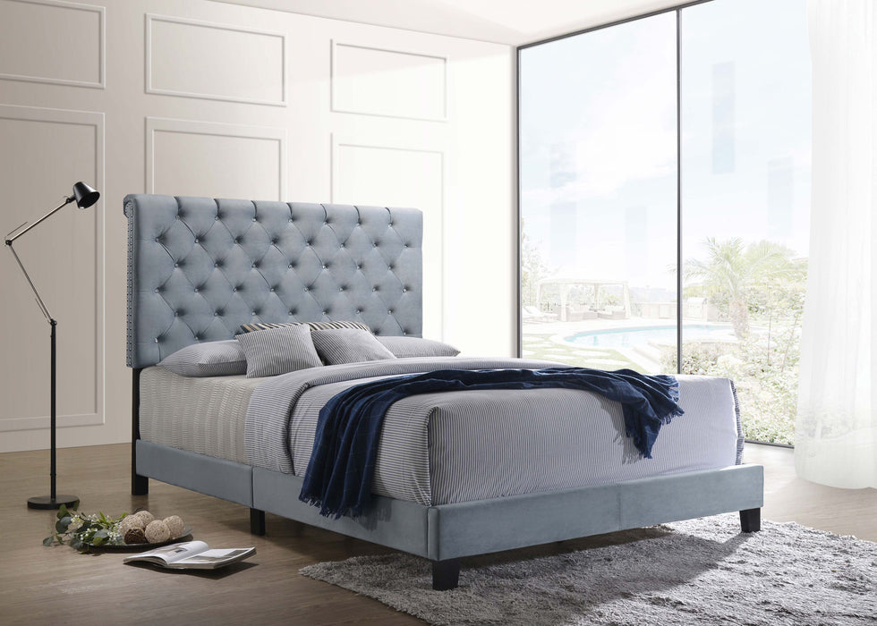 Warner Upholstered Queen Panel Bed Slate Blue