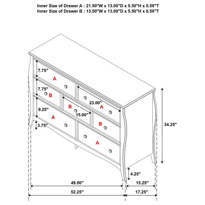 Dominique 7-drawer Dresser Cream White