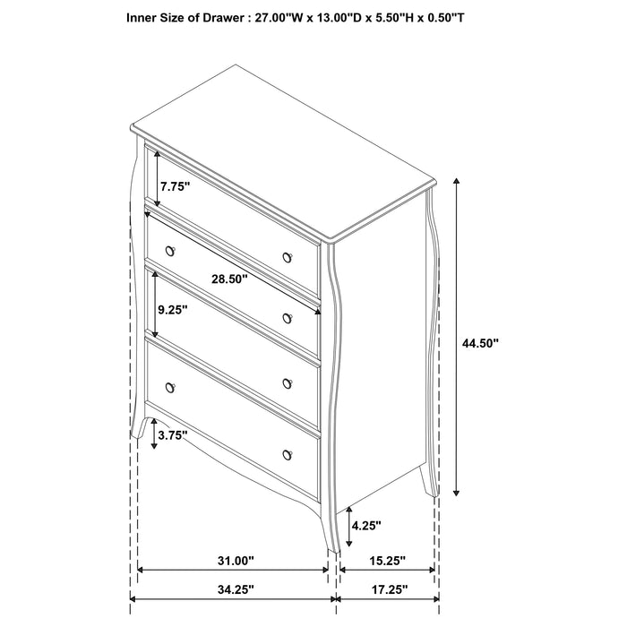 Dominique 4-drawer Bedroom Chest Cream White