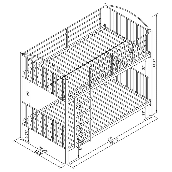 Anson Twin Over Twin Bunk Bed Silver