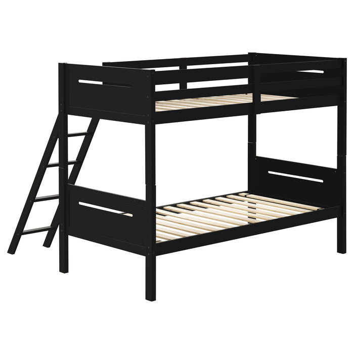 Littleton Wood Twin Over Twin Bunk Bed Black