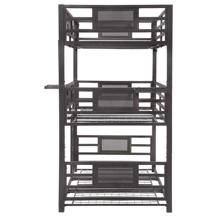 Rogen Metal Twin Triple Bunk Bed Dark Bronze