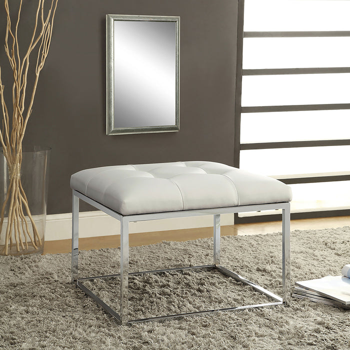 Swanson Square Upholstered Tufted Ottoman White