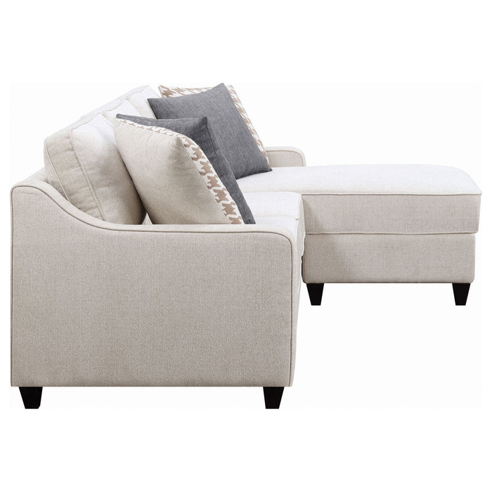 Mcloughlin Upholstered Sloped Arm Sectional Sofa Platinum