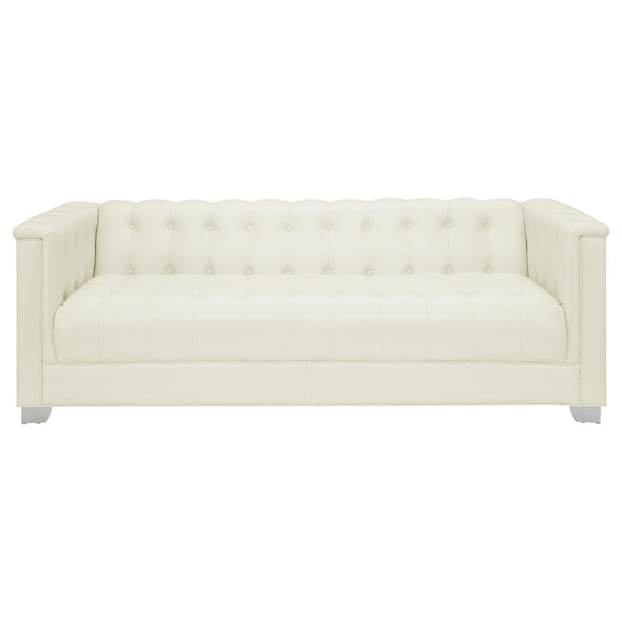 Chaviano Upholstered Track Arm Sofa Pearl White