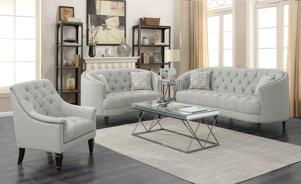 Avonlea Upholstered Sloped Arm Loveseat Grey Fabric