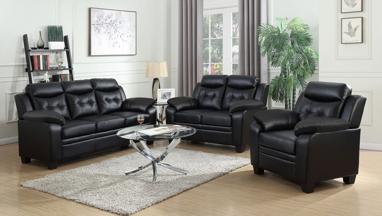 Finley Upholstered Padded Arm Tufted Loveseat Black