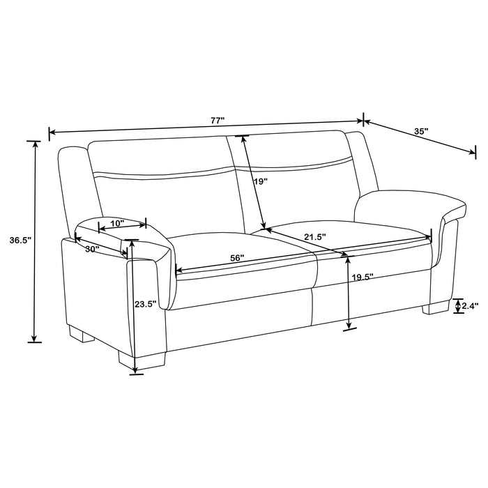 Arabella 2-piece Upholstered Padded Arm Sofa Set Grey