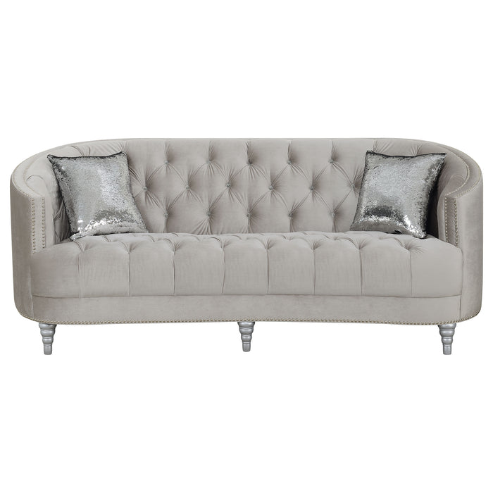 Avonlea 2-piece Upholstered Sloped Arm Sofa Set Grey Velvet