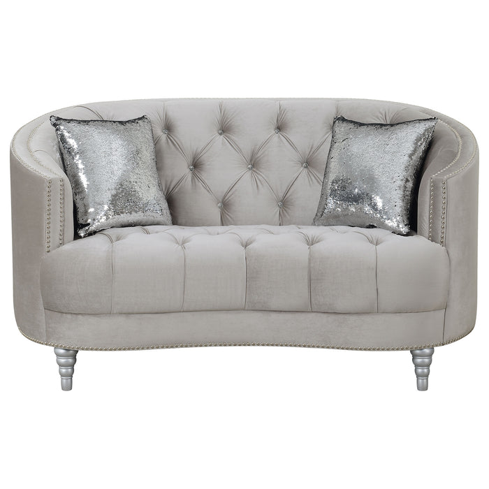 Avonlea Upholstered Sloped Arm Loveseat Grey Velvet