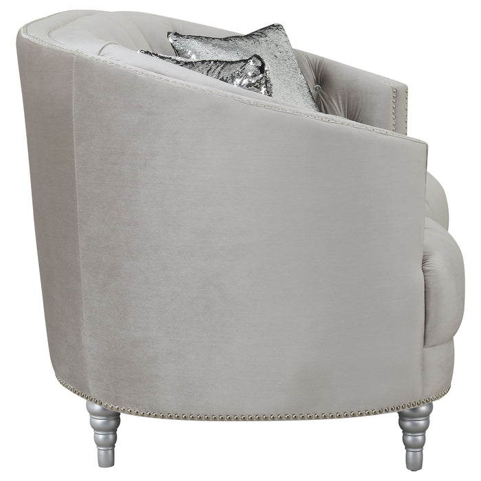 Avonlea Upholstered Sloped Arm Loveseat Grey Velvet