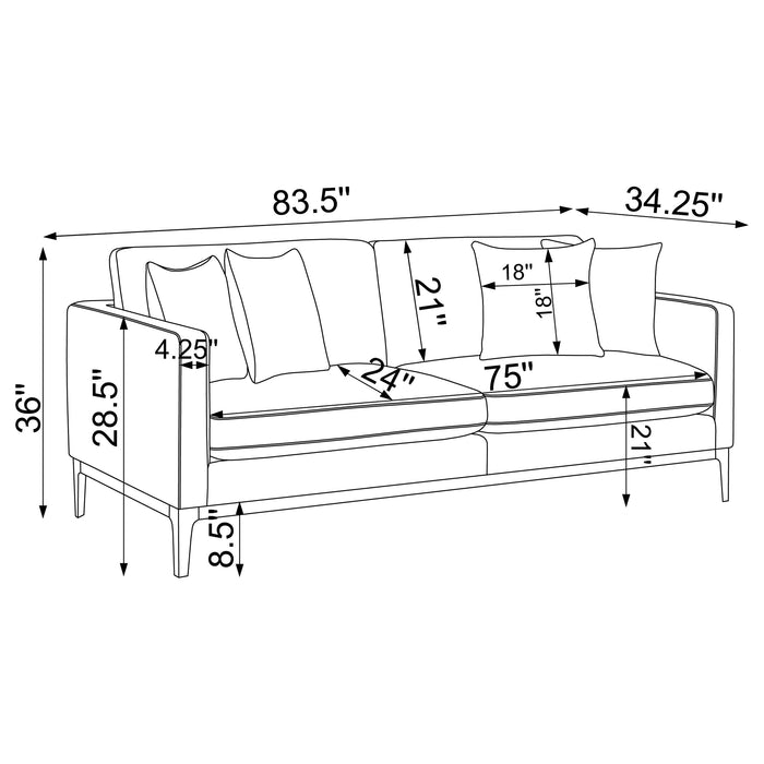 Apperson Upholstered Track Arm Sofa Light Grey