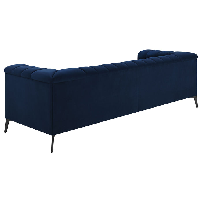 Chalet 2-piece Upholstered Tuxedo Arm Tufted Sofa Set Blue