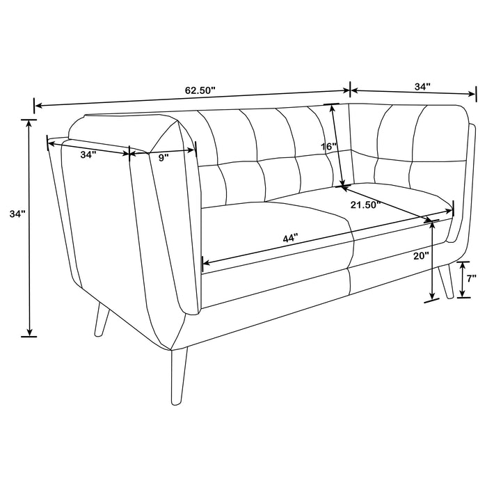 Thatcher 2-piece Upholstered Tuxedo Arm Sofa Set Brown