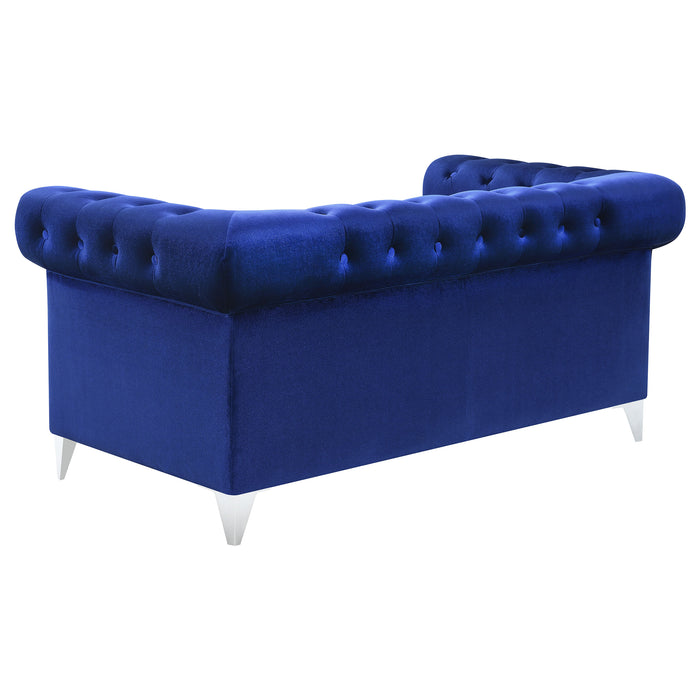 Bleker Upholstered Tuxedo Arm Tufted Loveseat Blue