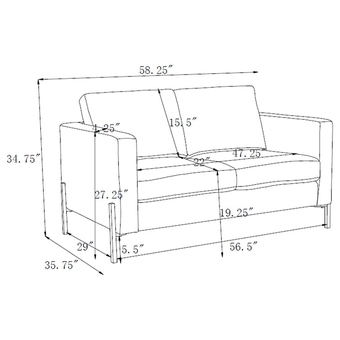 Tilly Upholstered Track Arm Loveseat Oatmeal