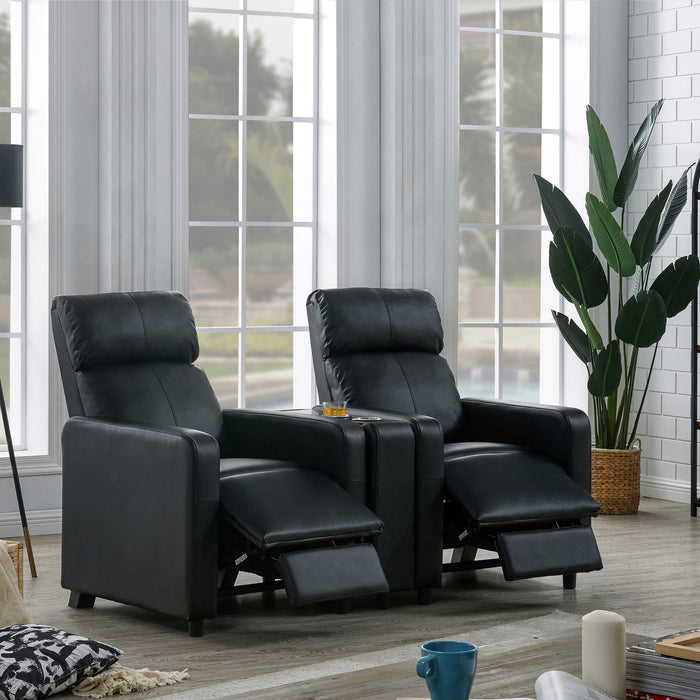 Toohey Upholstered Home Theater Push Back Recliner Black