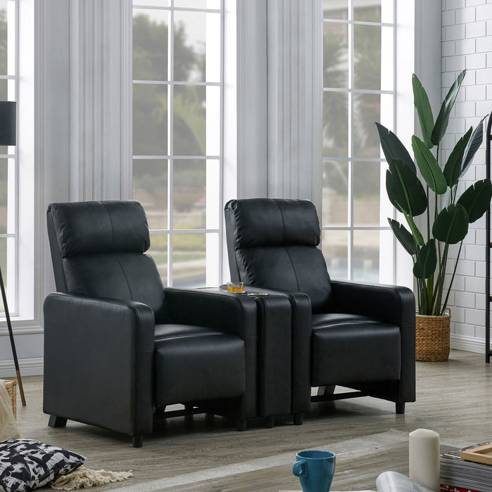 Toohey Upholstered Home Theater Push Back Recliner Black