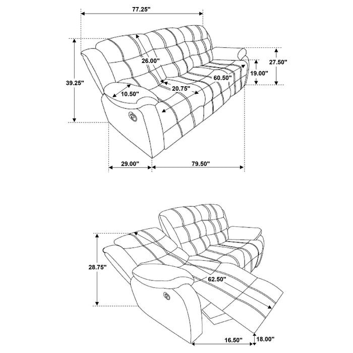 Rodman Upholstered Padded Arm Reclining Sofa Olive Brown