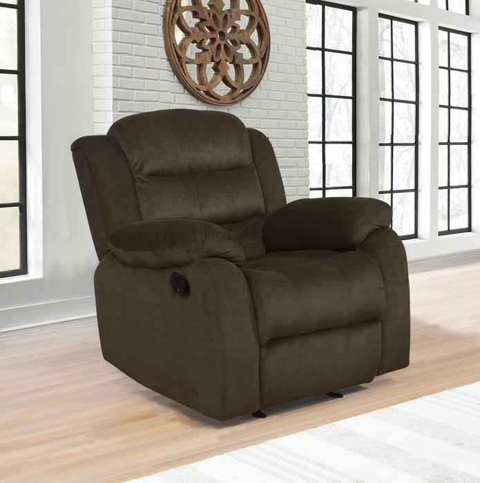 Rodman Upholstered Padded Arm Glider Recliner Olive Brown