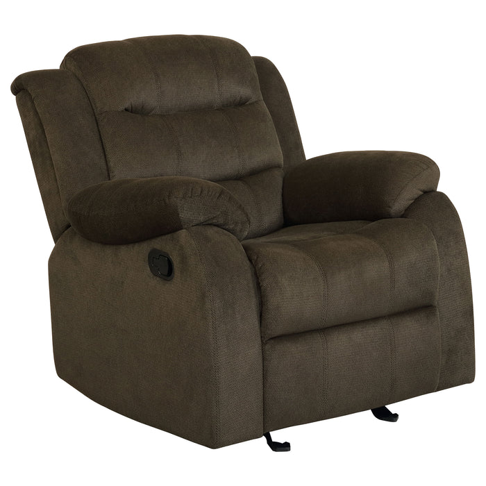 Rodman Upholstered Padded Arm Glider Recliner Olive Brown