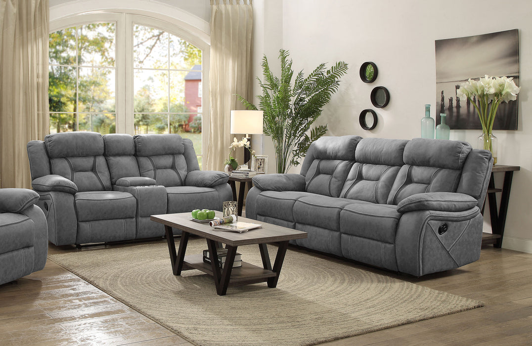 Higgins 2-piece Upholstered Motion Reclining Sofa Set Grey